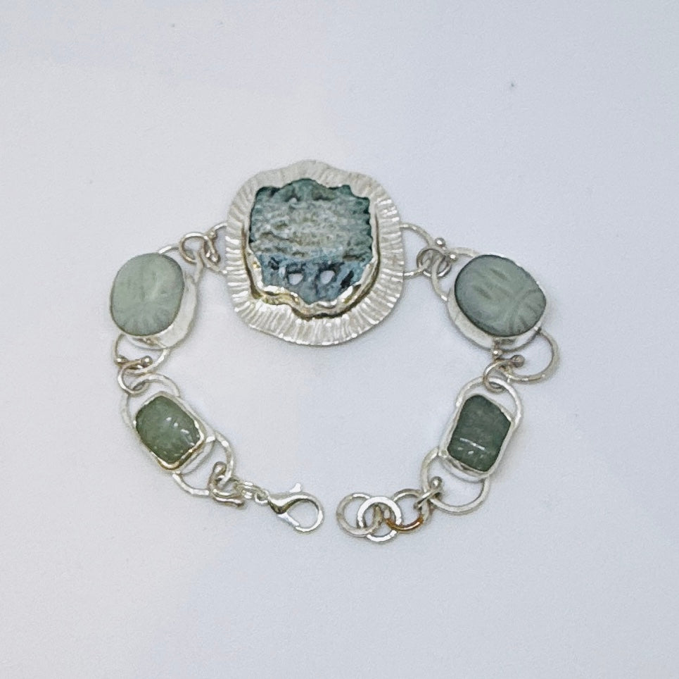 Egyptian Faience and Scarab Bracelet