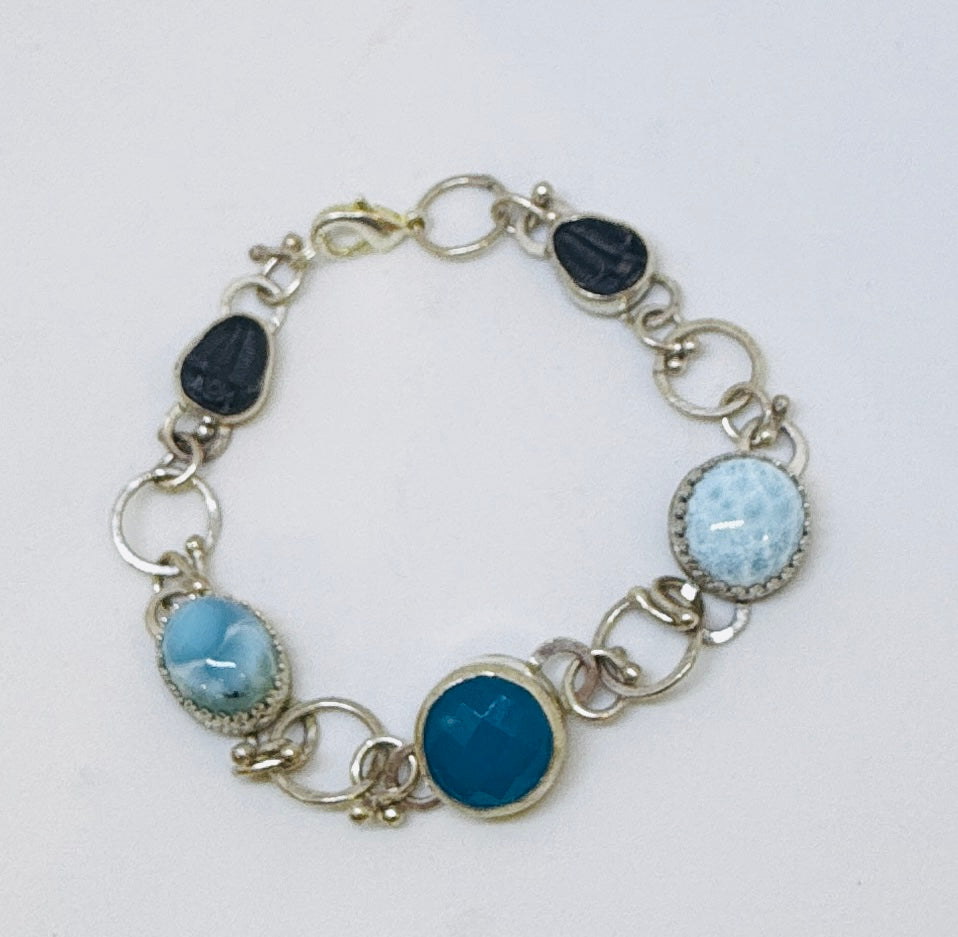 Larimar and Chalcedony Bracelet