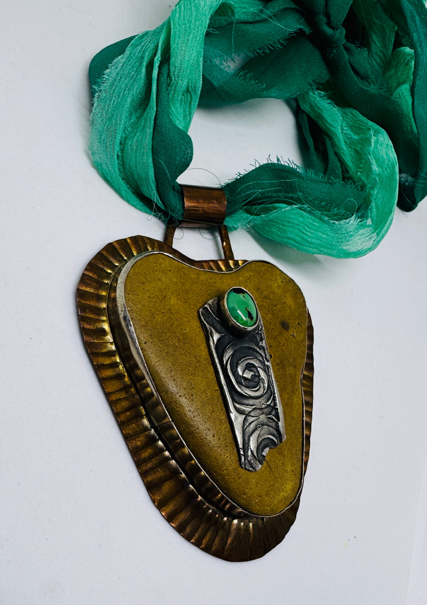 Turquoise and found heart rock necklace
