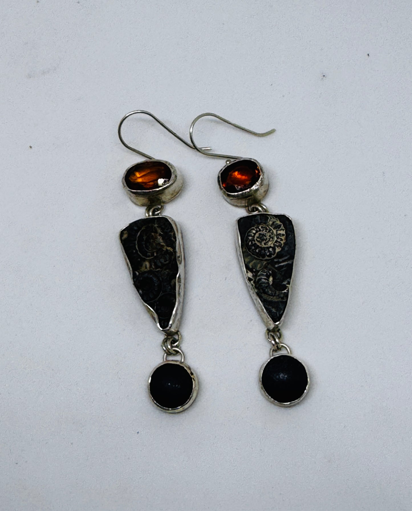 Hessonite, Marston Marble with Onyx Earrings