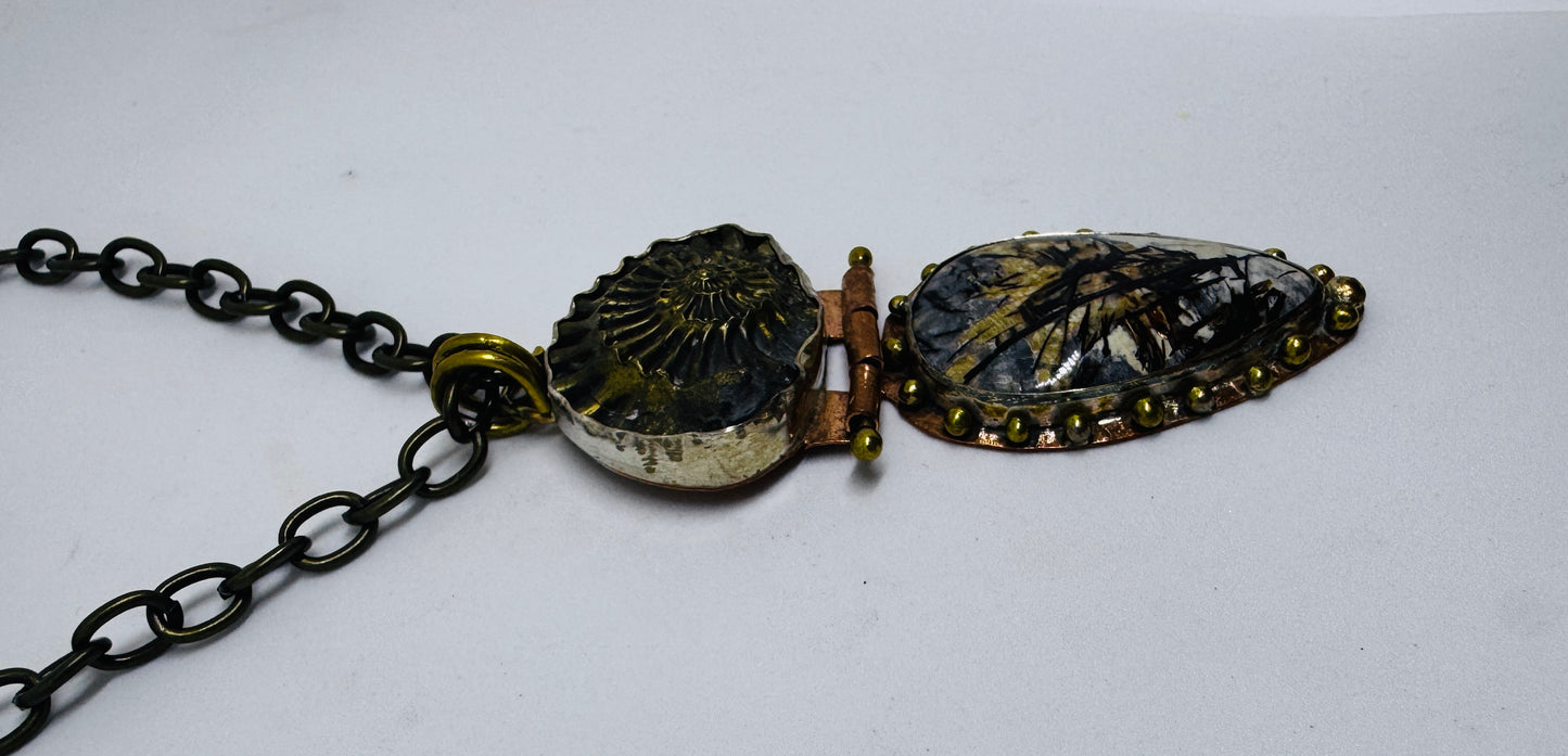 Astrophilite and Ammonite Negative Necklace