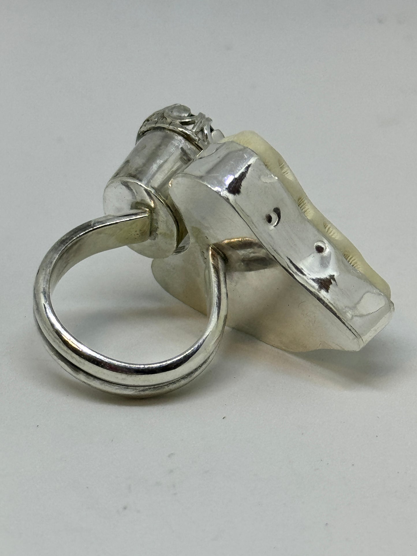 Beach Coral & Blue Fluorite Ring
