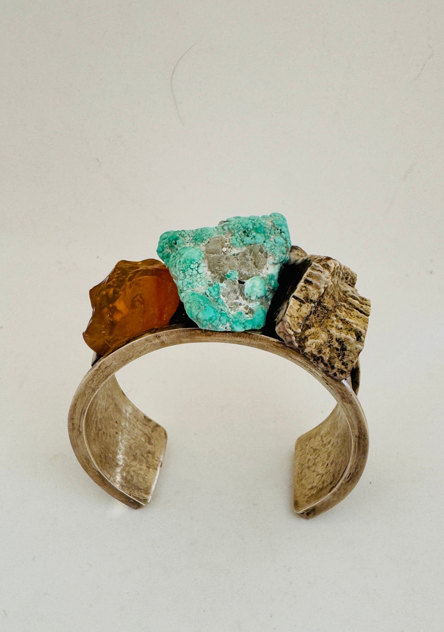 Petrified Wood, Turquoise and Mexican Opal Inlaid Bracelet