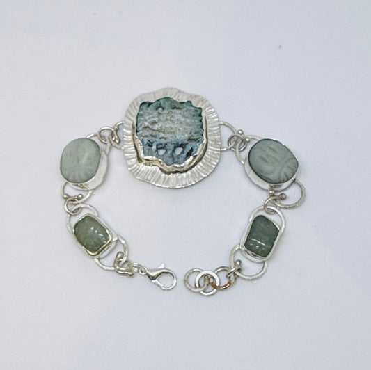 Egyptian Faience and Scarab Bracelet