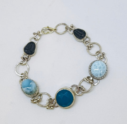 Larimar and Chalcedony Bracelet