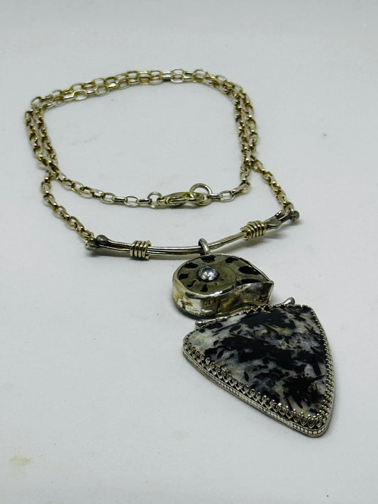 Ammonite and Astrophylite Necklace