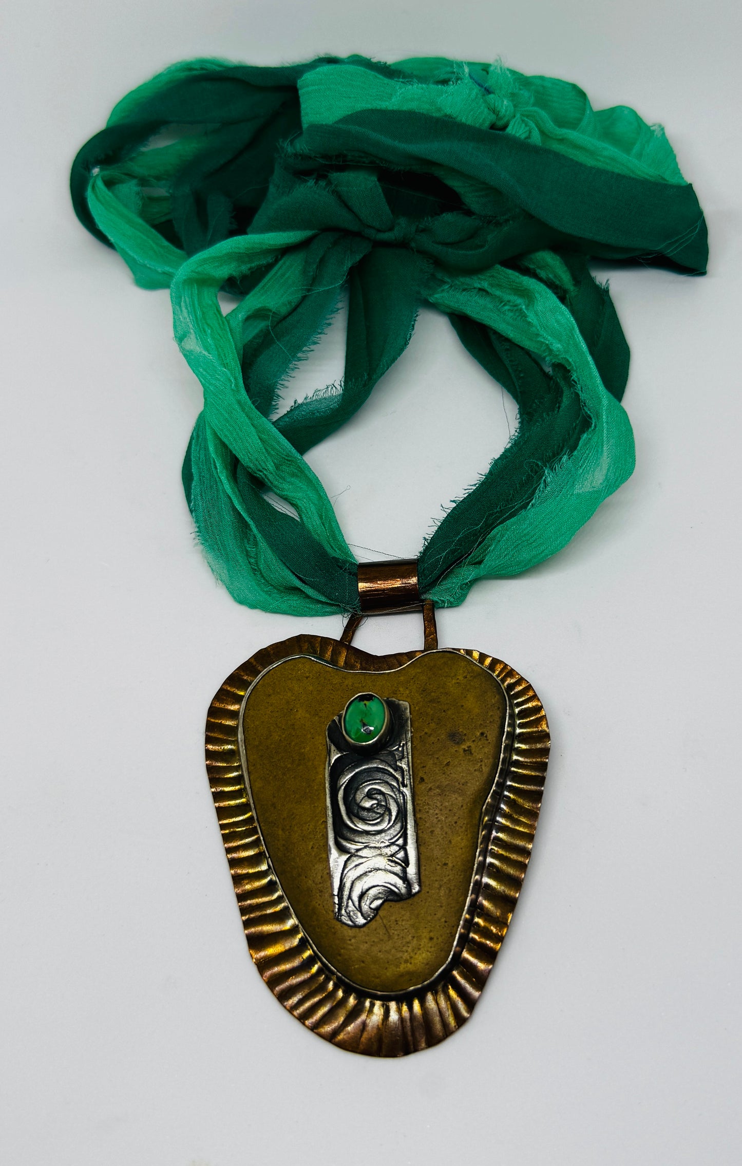 Turquoise and found heart rock necklace
