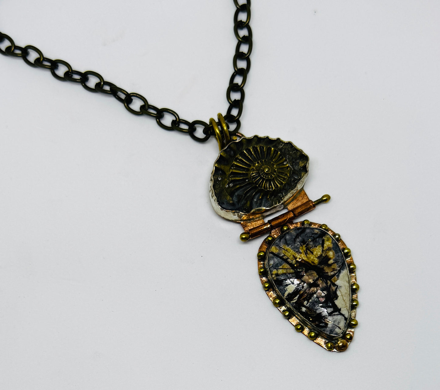 Astrophilite and Ammonite Negative Necklace