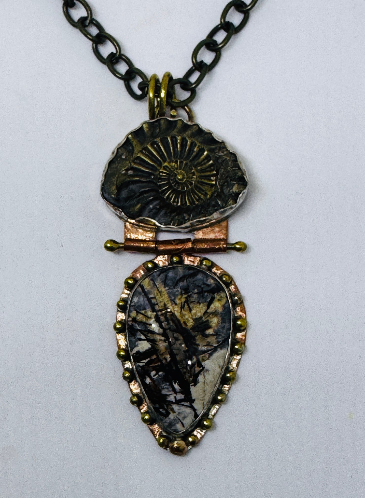 Astrophilite and Ammonite Negative Necklace