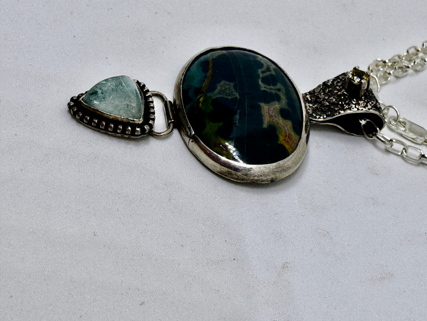 Ocean Jasper with Citrine and Aquamarine Necklace.