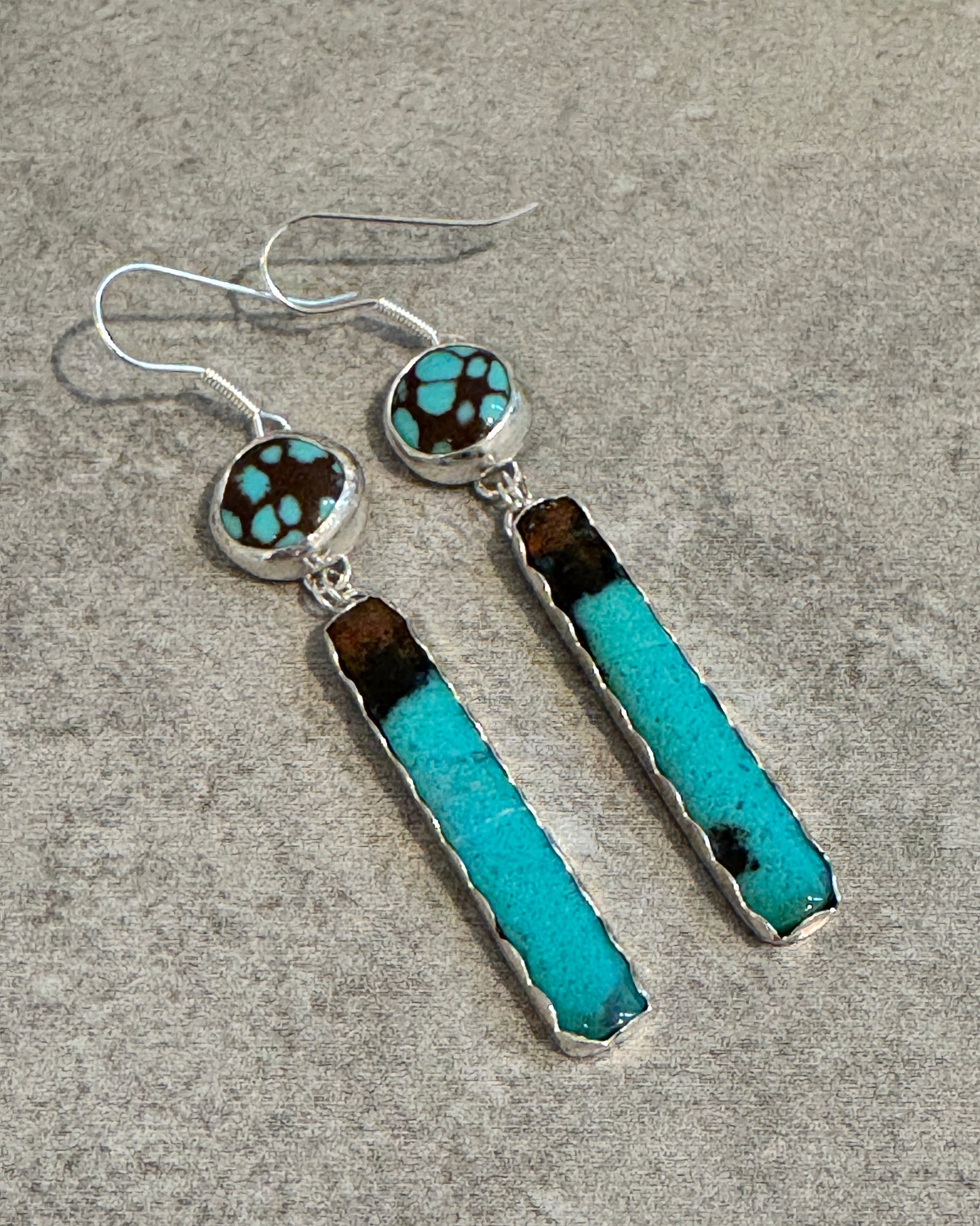Egyptian Turquoise with Opalized Wood Earrings