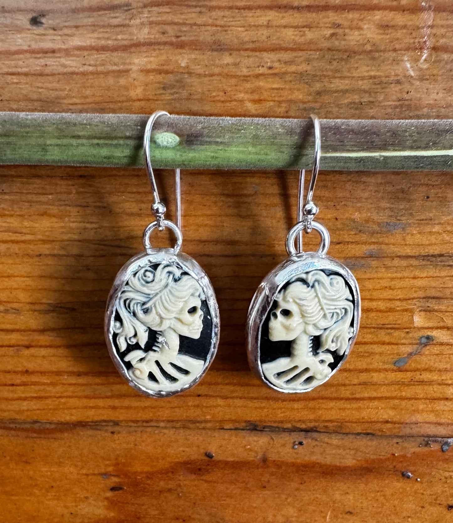 Skeleton Cameo Earrings